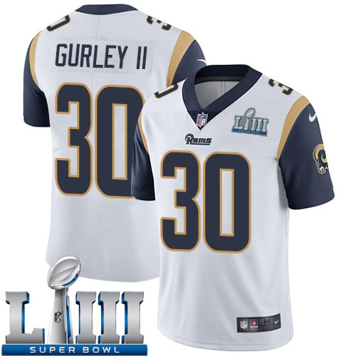 Men Los Angeles Rams #30 Gurley II white Nike Vapor Untouchable Limited 2019 Super Bowl LIII NFL Jerseys->los angeles rams->NFL Jersey